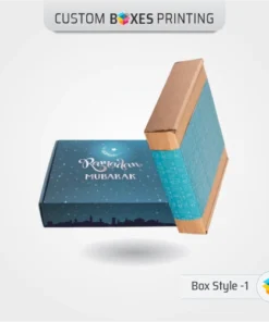 blue mailer box with sleeves or belly band for ramadan mubarak