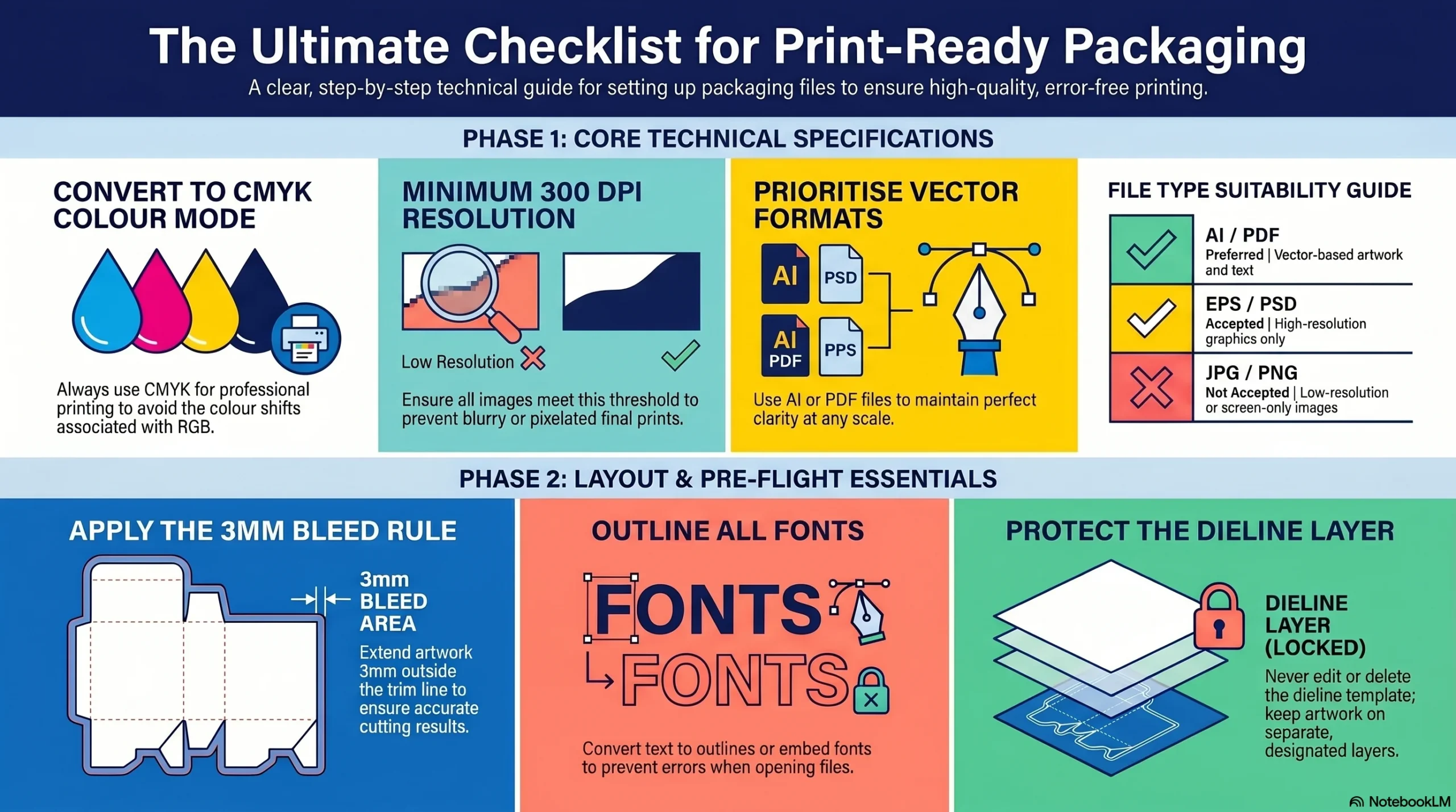 Print ready artwork design check list infographics